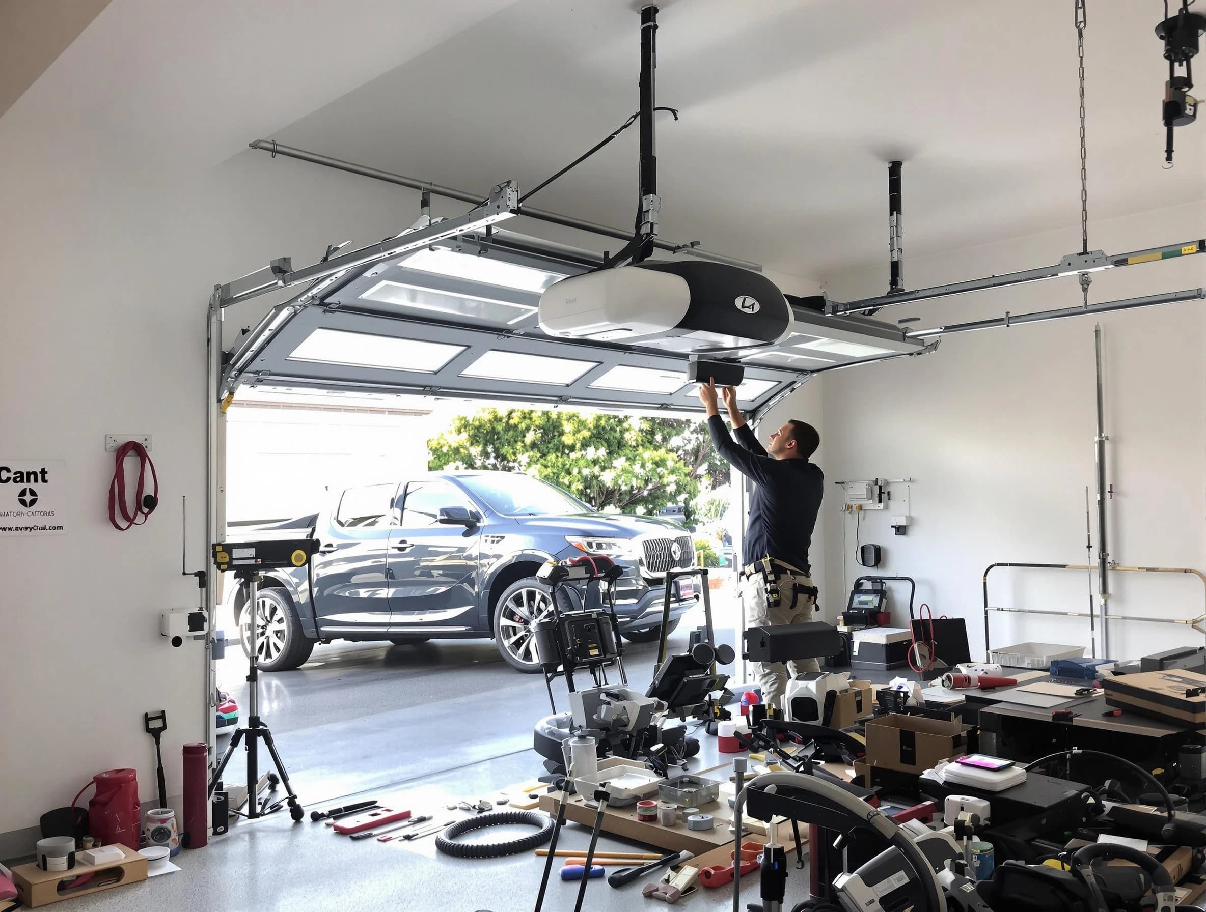 Mount Lebanon Garage Door Repair specialist installing smart garage door opener system in Mount Lebanon home