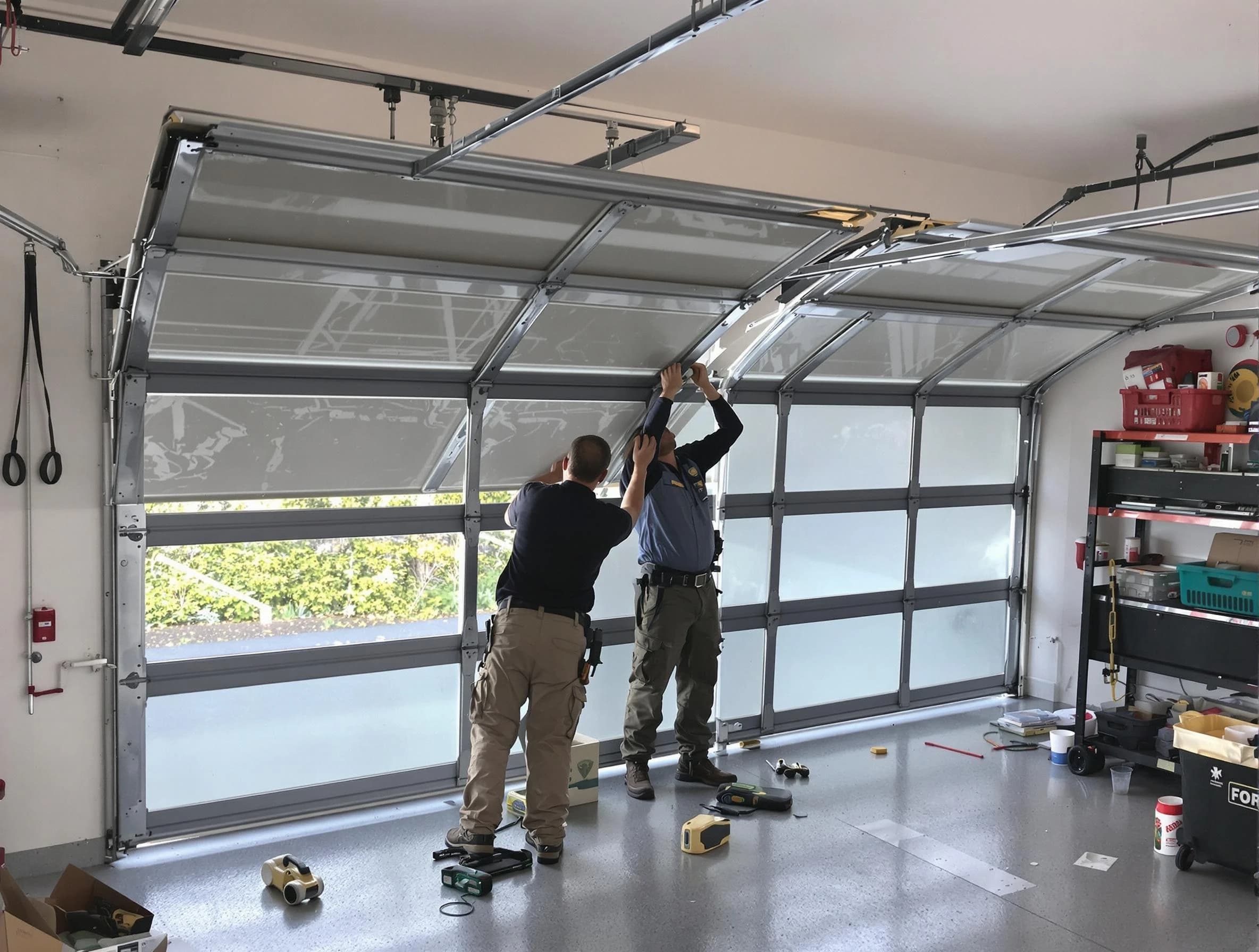 Mount Lebanon Garage Door Repair expert performing precise panel replacement on Mount Lebanon garage door