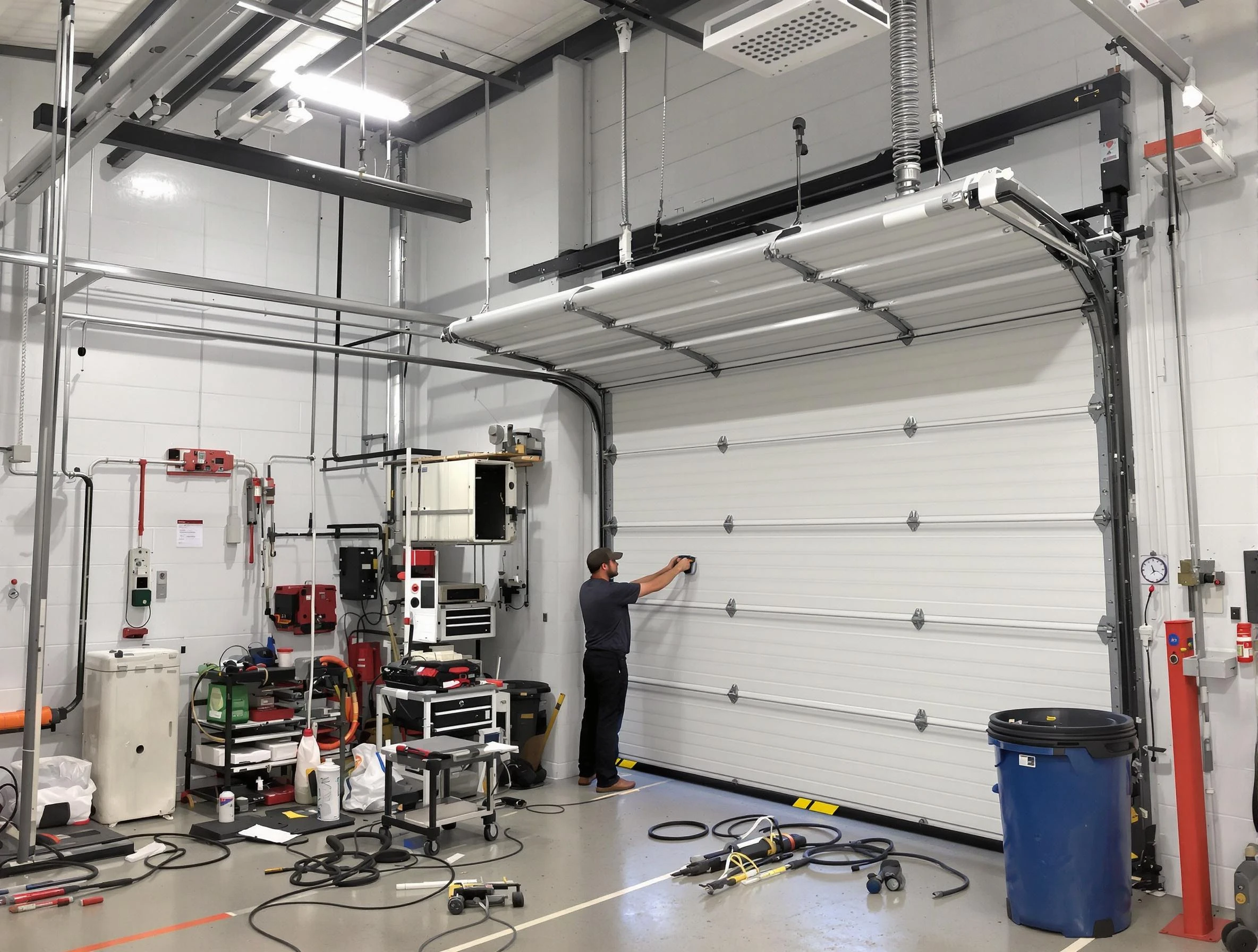Mount Lebanon Garage Door Repair certified technician performing commercial door repair at a Mount Lebanon business facility