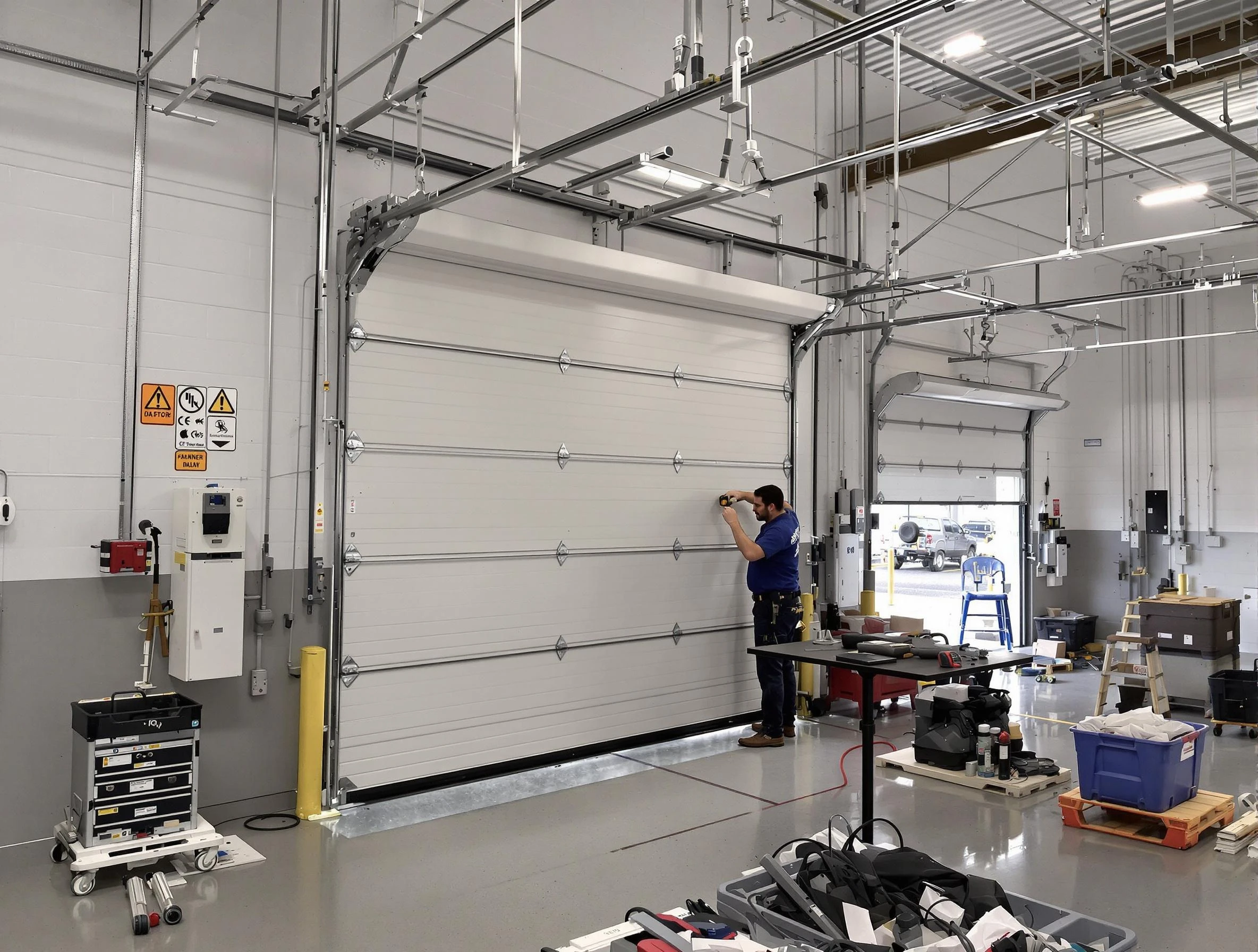 Commercial garage door repair being performed by Mount Lebanon Garage Door Repair expert in Mount Lebanon