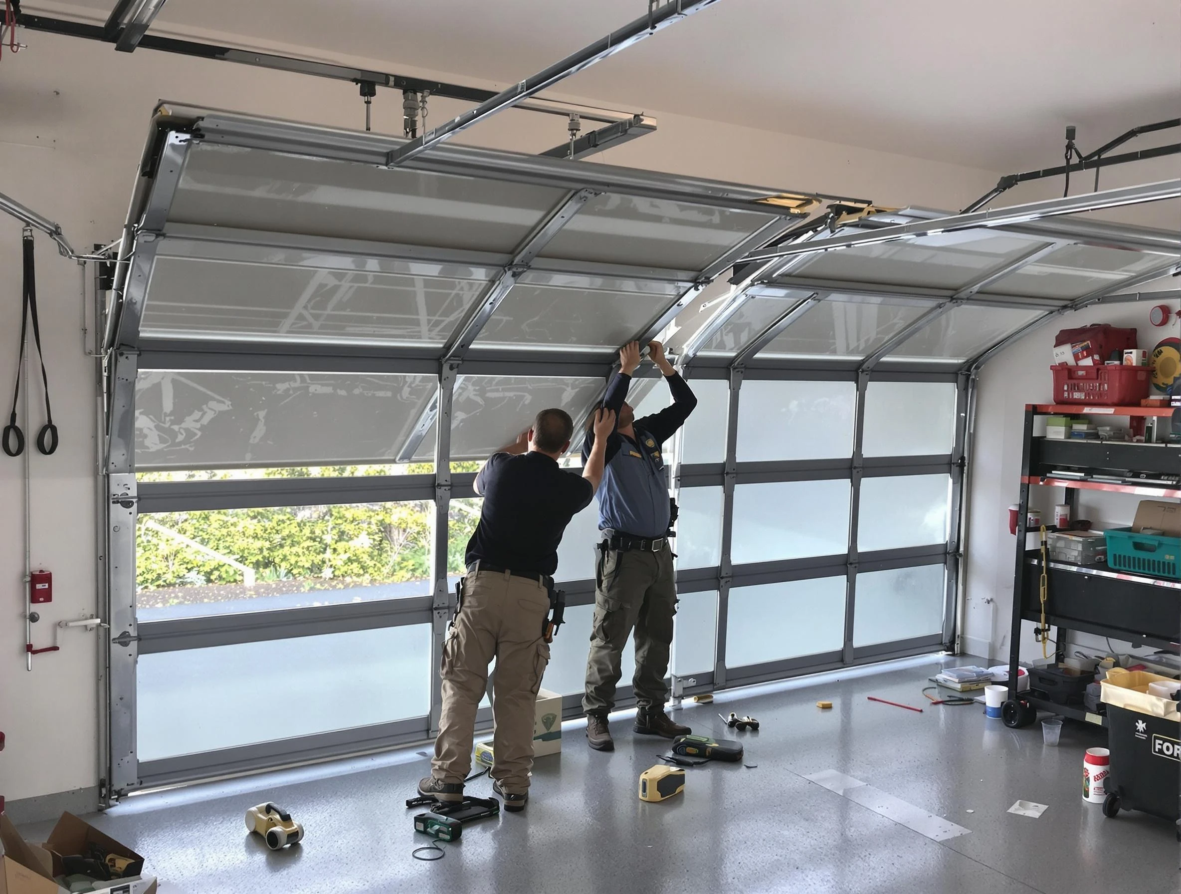 Mount Lebanon Garage Door Repair expert performing precise panel replacement on Mount Lebanon garage door
