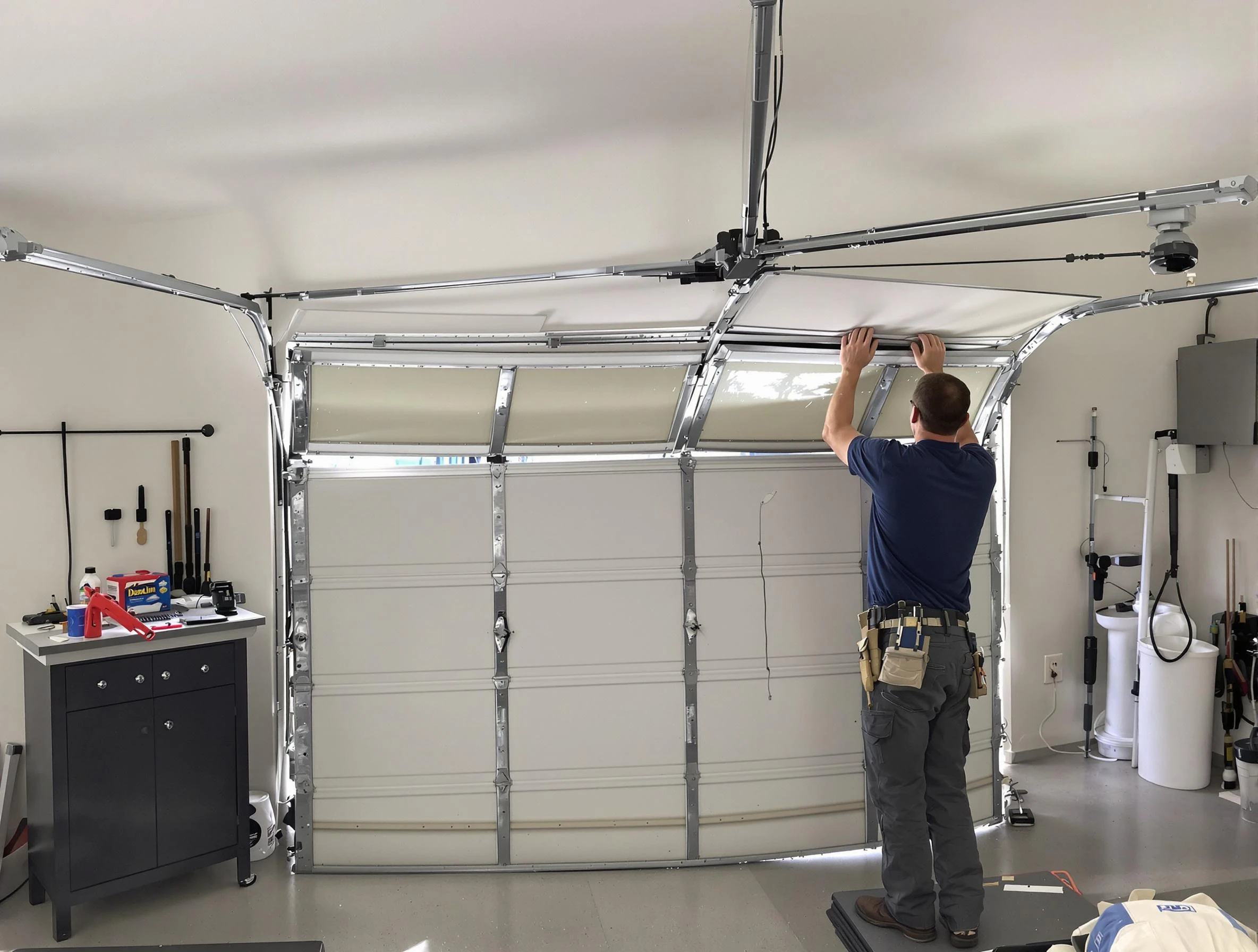 Mount Lebanon Garage Door Repair specialist performing precise section replacement on Mount Lebanon garage door